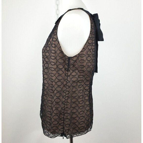 Kenar Black Silk Lace Overlay Sleeveless Evening Party Halter Top Blouse sz 10 - Picture 2 of 7
